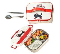 Boîte à déjeuner, récipient à déjeuner étanche, boîte à en métal, récipient à repas en acier inoxydable avec ensemble cuillère et fourchette, garde les aliments frais et organisés, idéal pour l'