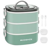Boîte à déjeuner, récipients empilables à 3 couches, boîte à bento étanche de grande capacité de 2800 ml avec cuillère, fourchette et boîtes à sauce, passe au micro-ondes pour enfants et adultes