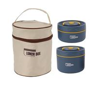 Boîte à Déjeuner Ronde en Acier Inoxydable avec Couvercle, Anti-fuite, Grande capacité, Facile à Nettoyer, pour le Bureau (2 coffres-forts pour micro-ondes)