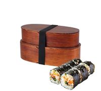 Boîte à Déjeuner Scolaire | Porte-Déjeuner en Bois | Contenant Alimentaire À Double Couche,pour Voyage de Printemps Navette École Camping Pique-nique Viande Légumes