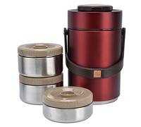 Boîte à déjeuner sous vide, 2,3 L, 3 couches, récipient alimentaire sous vide en acier inoxydable 304, empêche les fuites, récipient alimentaire isolé pour l'école, le bureau, le (Rouge)