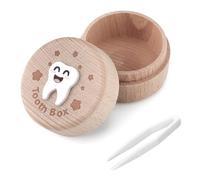 Boite à Dents de Lait en Bois, Boite a Dents de Lait Avec Clip, Boîte de Rangement de Dents en Bois pour Dents Perdues, Cadeaux D'anniversaire pour Garçons Filles pour Commémorer Votre Première Dent