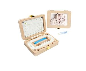 Boîte à Dents de Lait en Bois Feuille Magnétique pour Garçon et Filles | Trous Séparatifs, Bouteille de Rangement pour Cheveux de Bébé, Feuille Magnétique, Coffret Souvenir D’Enfance