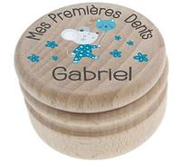 Boite à Dents de Lait en Bois - Personnalisée avec le Prénom de l'Enfant + Texte Personnalisable - Dessin de la Petite Souris - Fabrication Française - Cadeau de Naissance Garçon