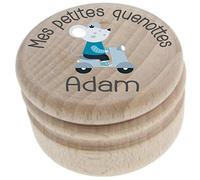 Boite à Dents de Lait en bois - Personnalisée avec le prénom de l'enfant + Texte personnalisable - Dessin de la petite souris - Fabrication française - offrir en cadeau de naissance Garçon