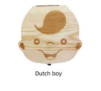 Boîte À Dents De Lait En Bois Pour Bébé,Organisateur De Dents De Lait En Bois Espagnol/Anglais/Néerlandais/Russe/Français/Italien,Cadeau Souvenir Pour Garçons Et Filles - Type Dutch Boy