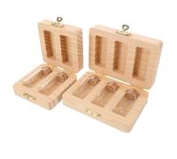 Boîte à Dents de Lait Souvenir Bébé 2 Pièces, Bois et Verre | Rangement Portable, pour Dents Perdues et Cordon Ombilical, Usage Maison ou Voyage, Teinte Beige