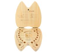 Boîte à Dents Forme Dent en Bois, pour Garçon et Filles, 1 Pièce | Compartiments Individuels pour Chaque Dent, Couvercles Imprimés, Boucle Délicate, pour Souvenirs de Bébé