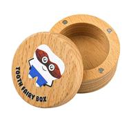 Boîte à Dents Magnétique pour Garçons et Filles, Boîte à Souvenirs en Bois pour Dents Perdues Joli Support de Dents Boîte de Rangement pour Première Dent Cadeau d'Anniversaire (Masque Yeux)