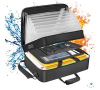 Boîte à documents ignifuge, organiseur de fichiers avec 13 poches et verrouillage A4, sac de rangement multicouche pour documents pour garder certificat, contrat, passeport, cartes, USB
