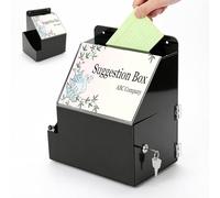 Boîte à Don en Acrylique, Boîte à Suggestion Murale avec Serrure et Porte-étiquette, Boîte à Propositions, Boîteà Tickets Sécurisée pour Collecter des Cartes de Visite, Concours de Vote