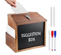 Boîte à dons, avec serrure, boîte à propositions en bois de pin avec 2 craies et 2 clés, pour montage mural, avec tableau à craie pour propositions, dons, bulletins de vote
