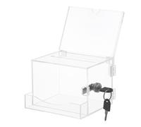 Boîte à Dons en Acrylique avec Serrure et Porte-Enseigne, Urne de Vote Transparente, Boîte à Suggestions, Urne Election, Boite de Collecte Dons, Boite Verrouillable pour Collecte de Fonds Bulletins