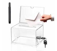 BoÎte À Dons En Acrylique, Boîte à Donations En Acrylique, Boite a Suggestions en Acrylique avec Serrure, pour Commentaires, Bulletins de Vote, Dons, avec Stylo de marquage