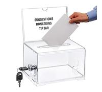 Boîte à Dons En Acrylique: YIDM Boîte à Donation Boîte De Rangement Urne Billets Urne pour Scrutins Boîte Aux Lettres Verrouillable Transparent pour Commentaires Bulletins De Vote Cartes De Visite