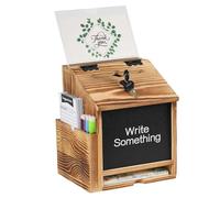 Boîte à dons en bois - 23 cm - Urne de choix avec serrure - Montage mural - Boîte de propositions et boîte de collecte pour église, école et bureau - Organiseur stable pour demandes de prière, votes