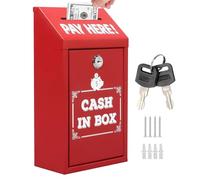 Boîte à dons, Med Wall Mount Money en espèces avec organisateurs clés de stockage en métal sécurisé avec boîte aux lettres caritative de machines à sous clés pour lever des fonds en plein air