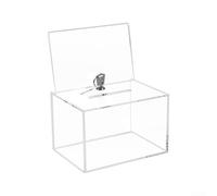Boîte à dons transparente verrouillable avec support pour pancarte - Idéale pour collecter des fonds, voter et recueillir des suggestions - En acrylique
