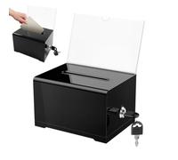Boîte à dons urne à bulletins en acrylique noir avec serrure et fente | avec support pour écriteau, boîte à tickets pour les collectes de fonds, les suggestions et