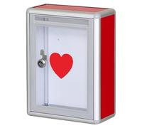 Boîte à dons verrouillable en acrylique et aluminium - Boîte à suggestions murale en forme de cœur et boîte aux lettres