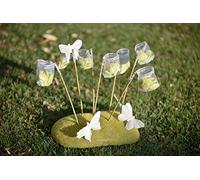 BOITE A DRAGEES 12 FILETS PAPILLON POUR DRAGEES SUR SOCLE MOUSSE - THEME CAMPAGNE PAPILLON NATURE - pour baptême mariage communion - ballotin à dragées design et moderne