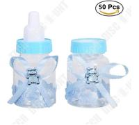 Boîte à Dragées - TD® - Mini Biberon - Lot de 50 - Plastique - Bleu