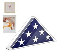 Boîte à drapeaux commémoratifs pour vétérans - Vitrine triangulaire transparente | Étui multifonction pour vétérans, citoyens patriotiques et retraités patriotiques