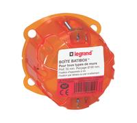 LEGRAND - Boîte Encastrement Batibox Multimatériaux - Rigidité Renforcée - Pour Plâtre, Contreplaqué, Tôle, Brique - Profondeur 50 mm - Diamètre de Perçage 67 mm - 1 Poste