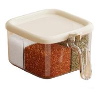 Boîte à épices 1L 4 compartiments couvercle à pression 4 cuillères | Un couvercle à fermeture à pression, quatre compartiments avec fente pour cuillère, corps transparent en polypropylène PET