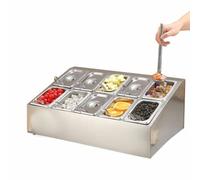 Boîte à épices en acier inoxydable - Ensemble d'étagères à épices commerciales - Station de garniture - Étagères à épices en acier inoxydable avec cuillères pour ingrédients de confiture de sauce