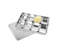 Boîte à épices indienne - Masala Dabba rectangulaire avec plusieurs grilles | Boîte à épices en acier inoxydable | Boîte de rangement à épices | Plateau de service divisé | Boîte à épices avec support