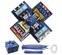 Boîte à Explosion, Boîte Cadeau Créative Explosion à 5 Couches avec Ruban Adhésif et Ruban, Boîte Cadeau Créative pour Noël, Anniversaire, Saint-Valentin, Mariage (Bleu)