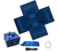 Boîte à Explosion Créative à 5 Couches, Boite Cadeau Creative, Coffret Surprise pour Anniversaire avec Ruban et Ruban Adhésif, pour Noël, Anniversaire, Saint Valentin, Cadeau de Mariage(Bleu)