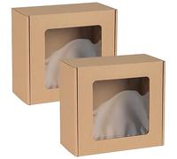 Boîte à facettes carrée avec fenêtre, boîte-cadeau 20x20x10 cm x2