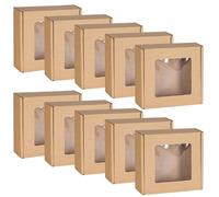 Boîte à facettes carrée avec fenêtre, coffret cadeau 13x13x4 cm x10