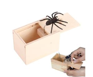 Boîte à farces d'araignée,Araignée dans une boîte à farces - Boîte réaliste avec araignée sortant | Fun Joke Scarebox Toy Boîte en bois faite à la main Prank Spider pour Halloween Poisson d'avril
