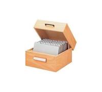 HAN 1005, boîte à fiches en bois DIN A5 horiz., pour 1.500 fiches, fond métallique/séparateur, bois naturel