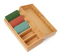 Boîte à fiches d'apprentissage en bois A8 - 21,7 x 9,5 x 7 cm - Avec couvercle - Boîte de vocabulaire - Boîte de rangement en bois - Pour bureau, écoles - Couleur bois