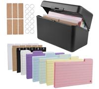 Boîte à fiches éducative, pour 300 cartes, au format A7, A8, avec 230 cartes, 15 intercalaires, 6 anneaux, 6 autocollants pour notes, fournitures scolaires, bureau