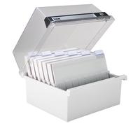 HAN 965-S-631, boîte à fiches Collection spéciale A5 horiz., design innovant et attrayant, pour 800 fiches, avec serrure, couvercle amovible et étiquette d'indexation grand format, gris clair translucide