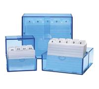 Wedo 2507303 Fichier A7 avec cartes + registre alphabétique 200 cartes Transparent Bleu