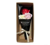 Boîte à fleurs à savon parfumé à 3 œillets pour maman (rouge)