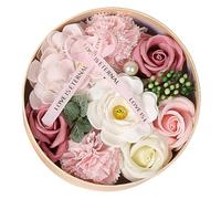 Boîte à fleurs à savon pour la fête des mères, roses romantiques, boîte fleurs savon avec carte de vœux, bain rond, belle pour les femmes, Saint-Valentin, anniversaire, styleB fleur