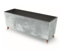 Boîte A Fleurs Avec Pieds Beton Gris 77x30 Cm Beton Structure Avec Insert Et Stabilisateurs Boîte De Balcon En Plastique Multicolore