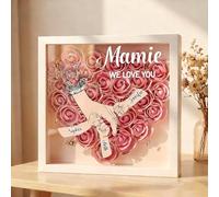 Boîte à Fleurs Personnalisée pour Mamie Cadeau Fete des Grands Mere Cadre de Boîte d'Ombre Rose Eternelle Personnalisé Idée Cadeau Anniversaire Mamie Maman Tenant Les Mains