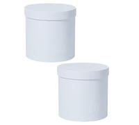 Boîte à Fleurs Ronde Blanche pour Bouquet, Lot de 2, Présent | Carton Réutilisable, Couvercle Inclus, Décoration de Table, pour Cartes et Fleurs Séchées