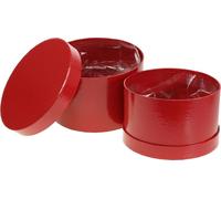 Boîte à fleurs Rouge Brillant Ø18/20cm, Lot de 2 - Boîte cadeau romantique, Tendance décoration, Fleurs artificielles