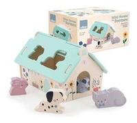 VILAC - Mini Ferme des Formes - Sarah Betz - Jouet Premier Age - 1 boîte à Formes Maison + 4 Animaux en Bois : Chien, Lapin, Chat et Souris. - Jeux d'Eveil - Dès 2 Ans - 7119