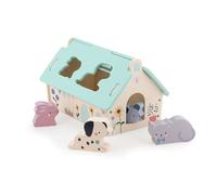 Vilac Jouet d'éveil Mini Ferme des Formes – Maison à formes +4 animaux en bois – Dès 2 ans – 7119