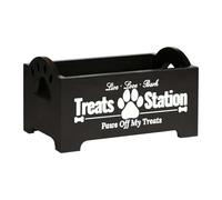 Boîte à friandises décorative en bois pour chien et chat - Pot à biscuits durable pour friandises et chats - Organisateur de friandises pour animaux domestiques (noir, taille S)